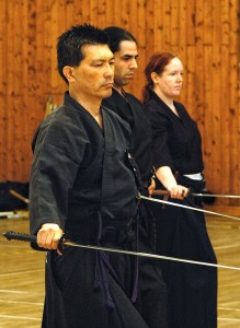 Photograph of three Iaidoka